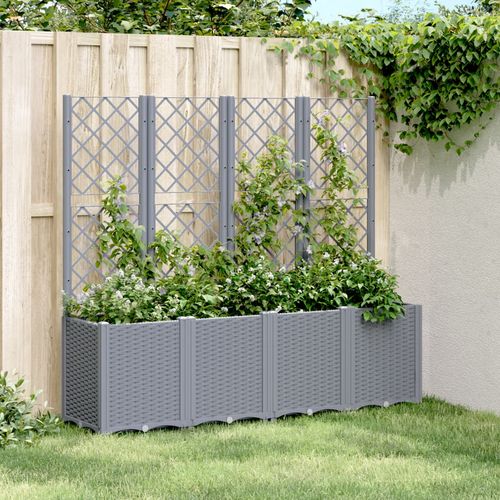 vidaXL Garden Planter with Trellis Grey 160x40x140 cm PP vidaXL