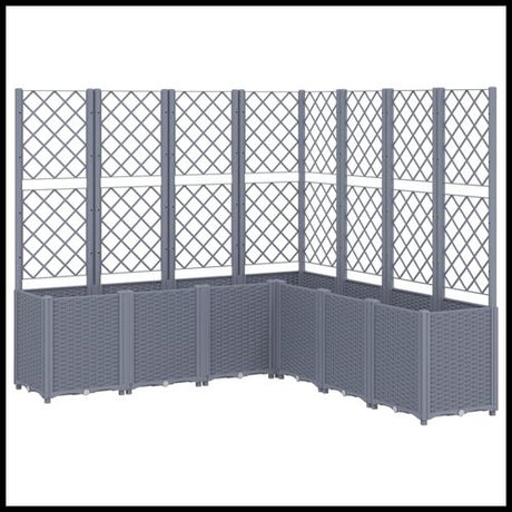 vidaXL Garden Planter with Trellis Grey 160x40x140 cm PP vidaXL