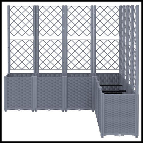 vidaXL Garden Planter with Trellis Grey 160x40x140 cm PP vidaXL