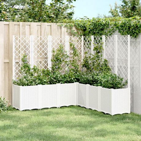 vidaXL Garden Planter with Trellis Grey 160x40x140 cm PP vidaXL