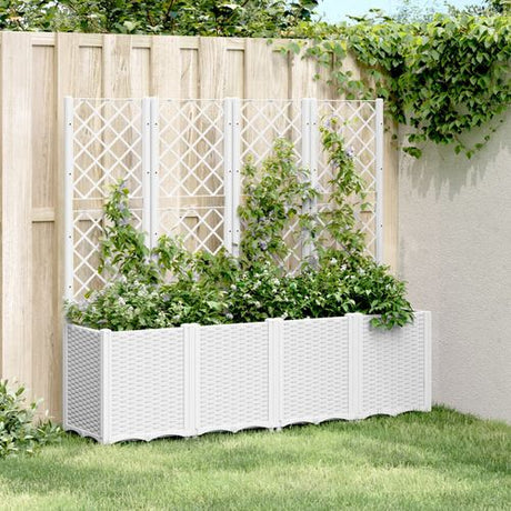 vidaXL Garden Planter with Trellis Grey 160x40x140 cm PP vidaXL