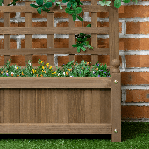 Garden Planters with Trellis for Climbing Vines Indoor Outdoor Brown Outsunny