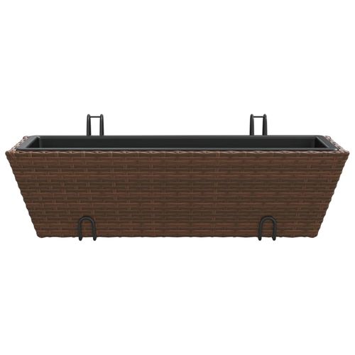 vidaXL Garden Planters with hooks 2 pcs Black Poly Rattan vidaXL