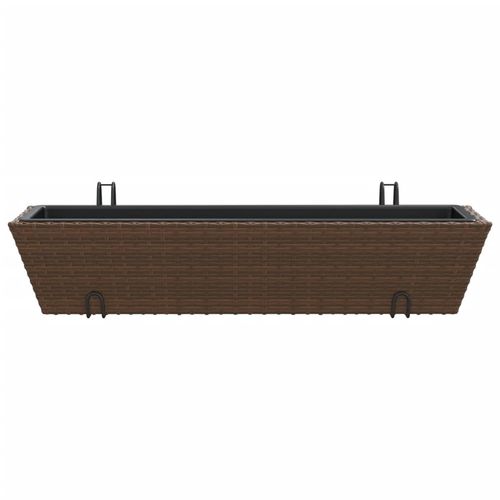 vidaXL Garden Planters with hooks 2 pcs Black Poly Rattan vidaXL