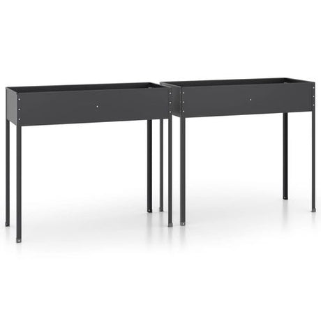 vidaXL Garden Planters 2 pcs Anthracite Galvanised Steel vidaXL