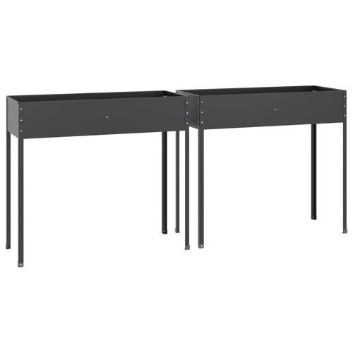 vidaXL Garden Planters 2 pcs Anthracite Galvanised Steel vidaXL