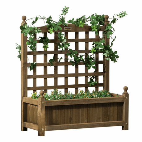 Garden Planters with Trellis for Climbing Vines Indoor Outdoor Brown Outsunny