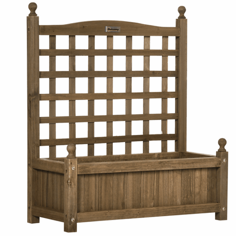 Garden Planters with Trellis for Climbing Vines Indoor Outdoor Brown Outsunny