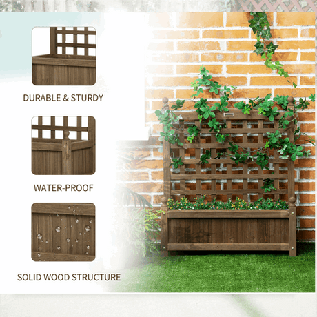 Garden Planters with Trellis for Climbing Vines Indoor Outdoor Brown Outsunny
