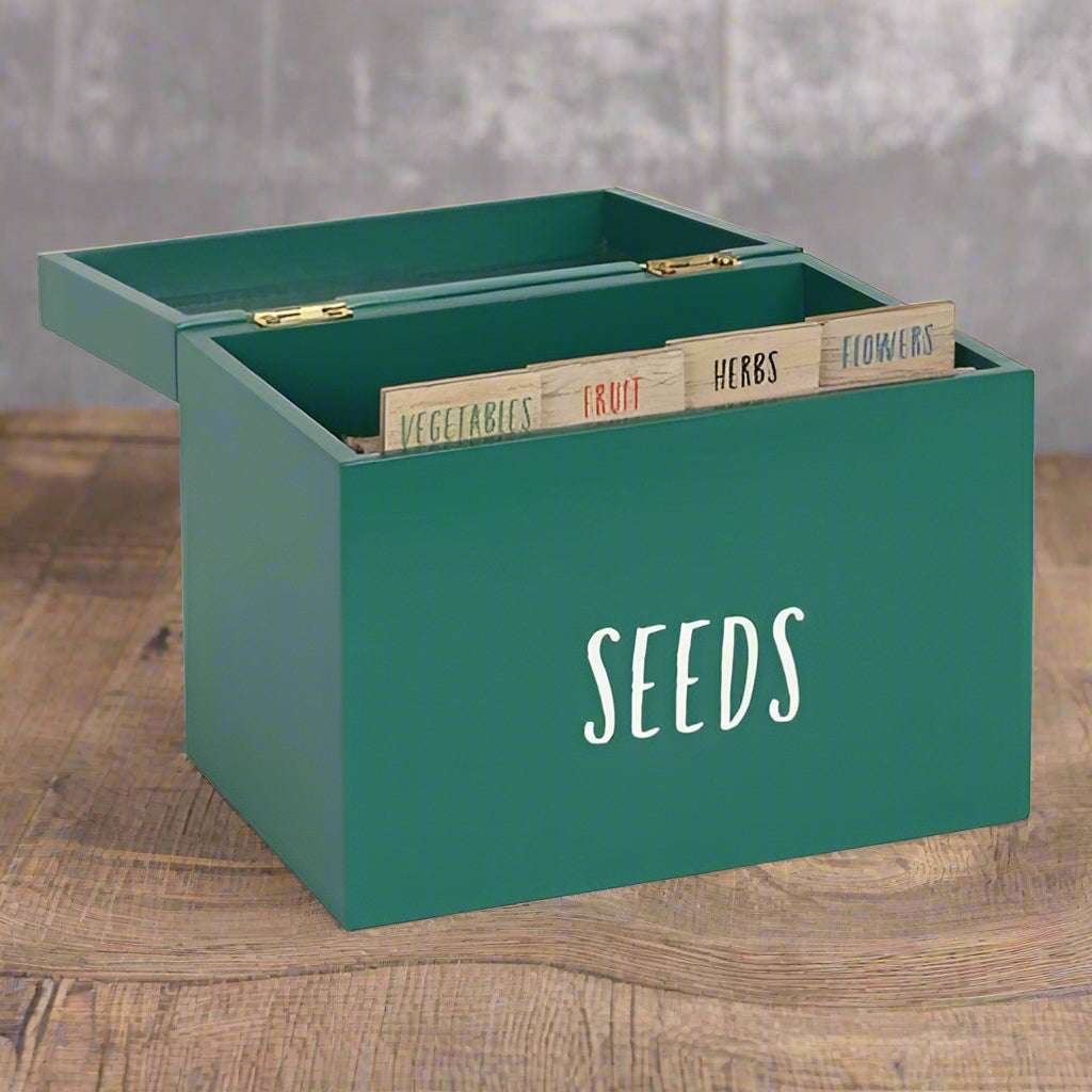 Stylish Green Seed Storage Box with Dividers N/A