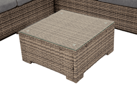 MINT Outdoor Garden Sofa Set with a stylish glass top coffee table for outdoor lounging