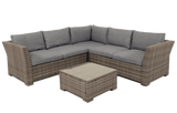 MINT Outdoor Garden Sofa Set in Grey with Comfortable Cushions and Matching Glass Coffee Table