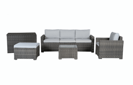 MINT Outdoor Garden Sofa Set in Grey Rattan with Cushions for Elegant Outdoor Relaxation