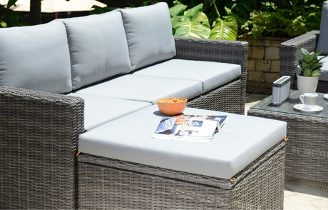 MINT Outdoor Garden Sofa Set with Comfortable Cushions and Stylish Wicker Design for Outdoor Relaxation