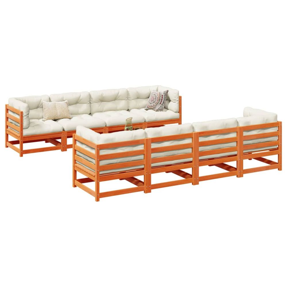 vidaXL 9 Piece Garden Sofa Set Solid Wood Pine wax brown vidaXL