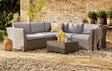 MINT Outdoor Garden Sofa Set with Grey Cushions and Rattan Weave, perfect for patios and gardens