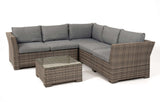 MINT Outdoor Garden Sofa Set in stylish grey with comfortable cushions and a matching glass-topped table