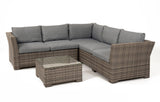 MINT Outdoor Garden Sofa Set in stylish grey with comfortable cushions and a matching glass-topped table