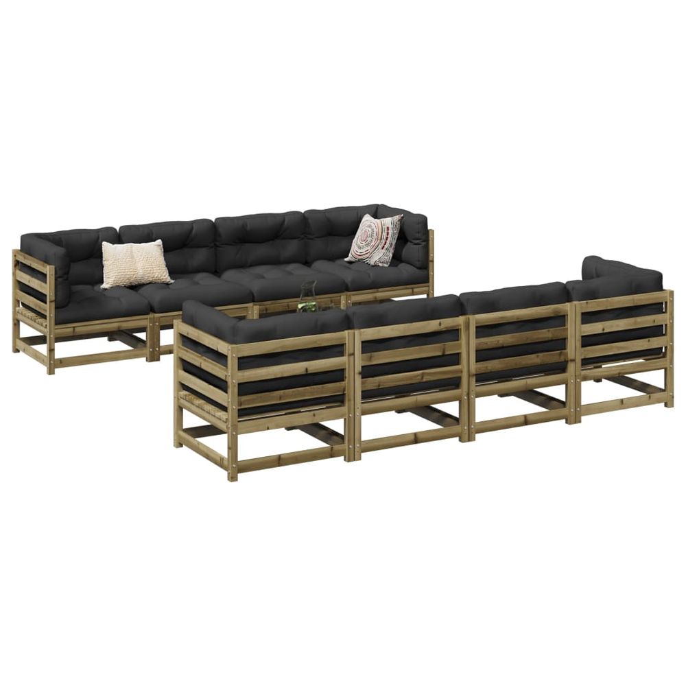 vidaXL 9 Piece Garden Sofa Set Solid Wood Pine natural impregnated vidaXL