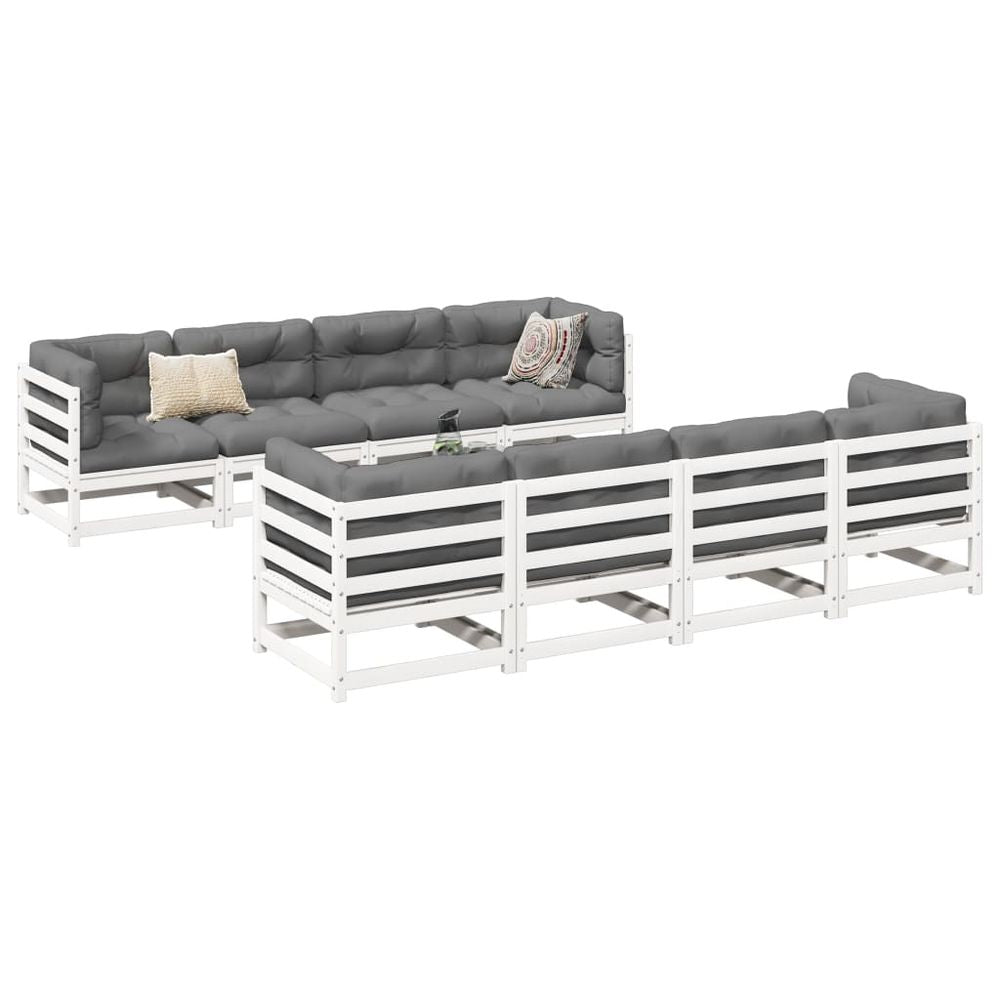 vidaXL 9 Piece Garden Sofa Set Solid Wood Pine white no vidaXL