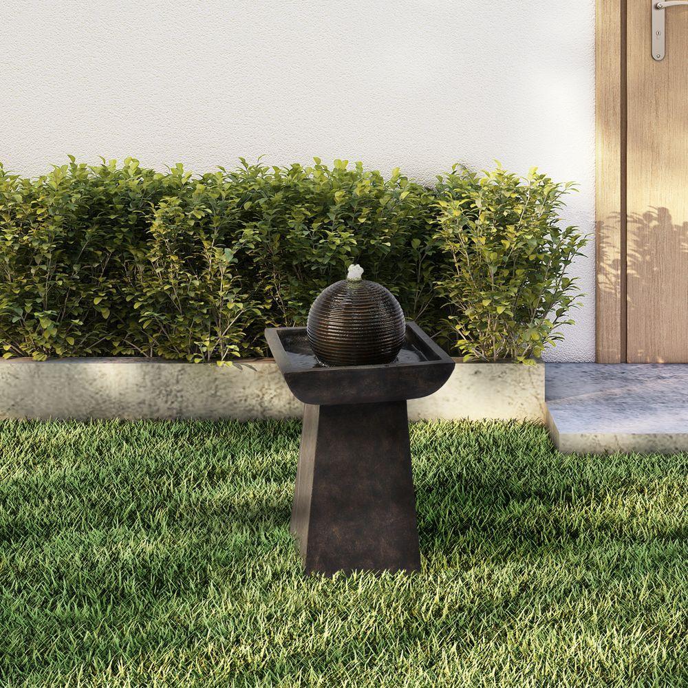 Garden Water Feature & Lights, Outdoor Sphere Water Fountain Teamson Home