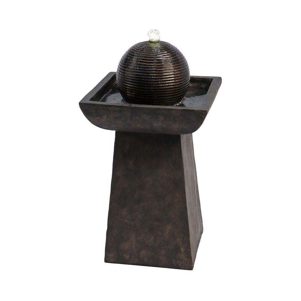 Garden Water Feature & Lights, Outdoor Sphere Water Fountain Teamson Home