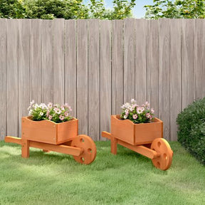 vidaXL Wheelbarrow Planters 2 pcs 47x15x19 cm Solid Wood Fir vidaXL
