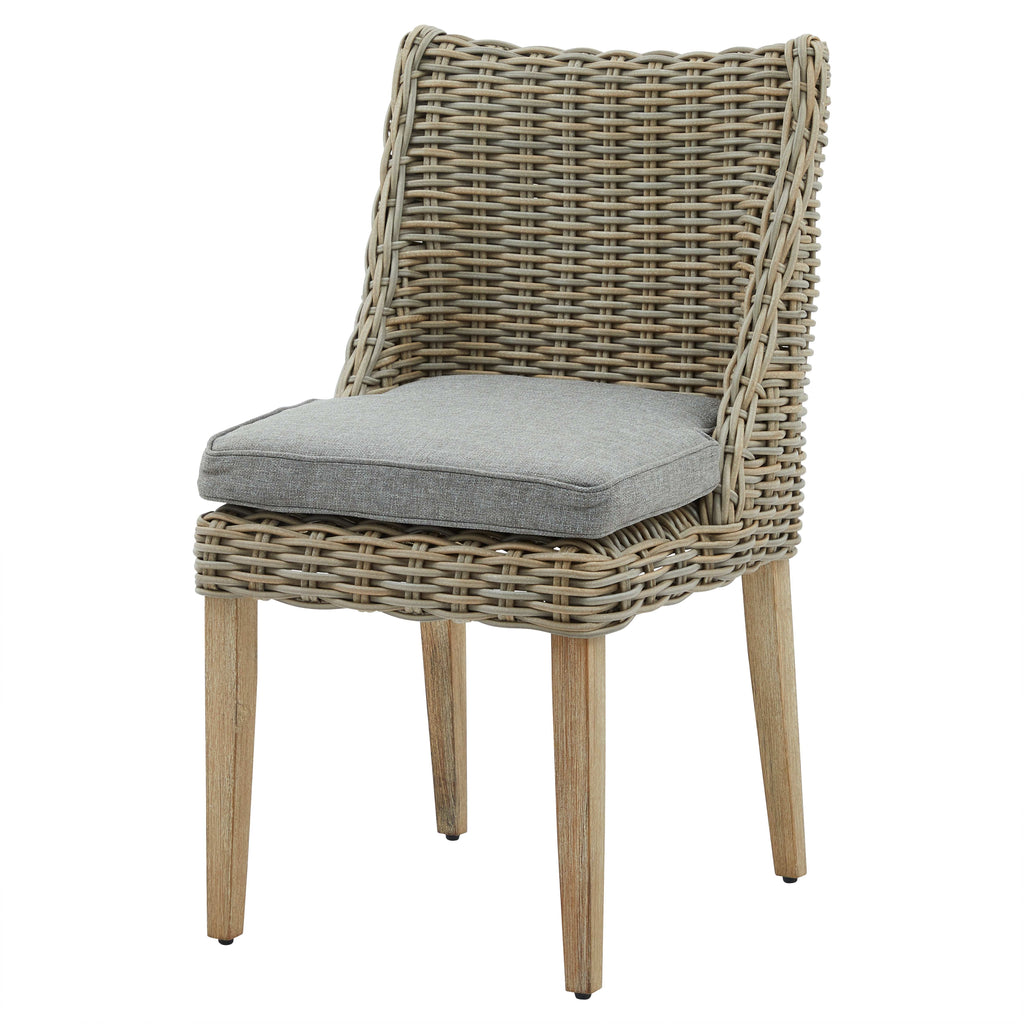 Amalfi Collection Outdoor Round Dining Chair BEIGE METAL Shades 4 Seasons
