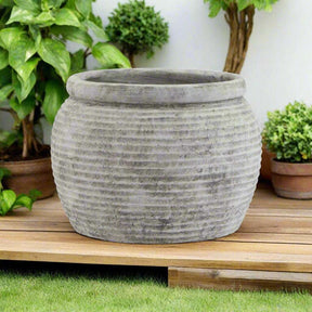 Shades 4 Seasons Rimmed Plant Pot - Stone Textured Indoor WHITE CERAMIC Shades 4 Seasons