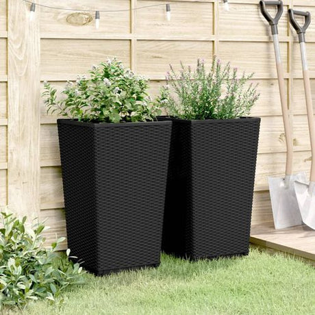vidaXL Tall Rattan Effect Garden Planters - Weatherproof vidaXL