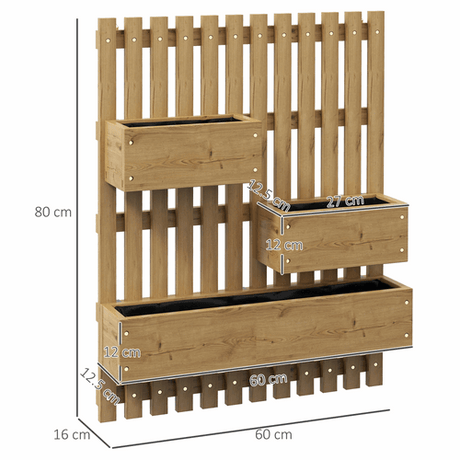 Outsunny Wooden Garden Planters with Trellis Wall-mounted Raised Garden Bed Outsunny