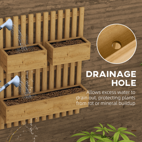 Outsunny Wooden Garden Planters with Trellis Wall-mounted Raised Garden Bed Outsunny