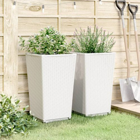 vidaXL Tall Rattan Effect Garden Planters - Weatherproof vidaXL