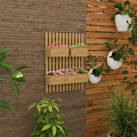 Outsunny Wooden Garden Planters with Trellis Wall-mounted Raised Garden Bed Outsunny