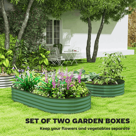 Garden Raised Planters Set - Durable Galvanised Steel for Outdoor Use Outsunny