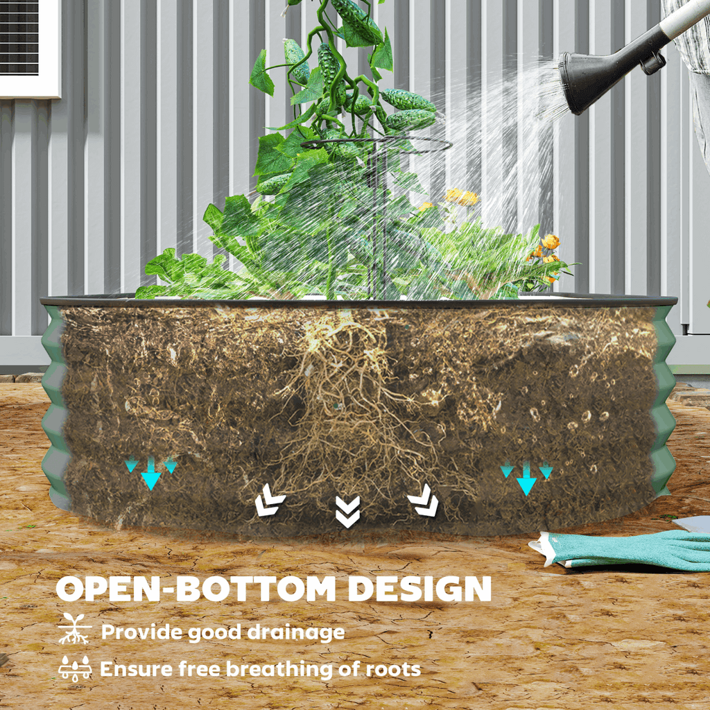 Garden Raised Planters Set - Durable Galvanised Steel for Outdoor Use Outsunny