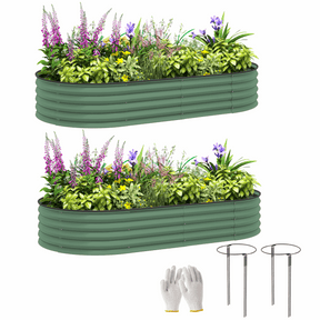 Garden Raised Planters Set - Durable Galvanised Steel for Outdoor Use Outsunny