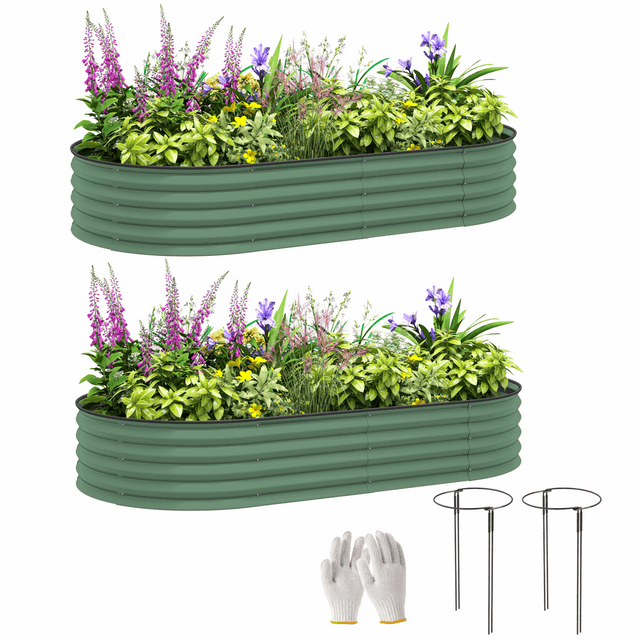 Garden Raised Planters Set - Durable Galvanised Steel for Outdoor Use Outsunny