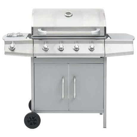 vidaXL Stainless Steel Gas Barbecue Grill with Side Burner vidaXL