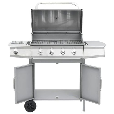 vidaXL Stainless Steel Gas Barbecue Grill with Side Burner vidaXL