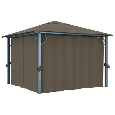 vidaXL Gazebo with Curtain & LED String Lights 3x3 m Cream Aluminium vidaXL
