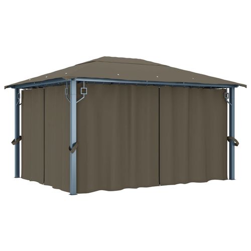 vidaXL Gazebo with Curtain & LED String Lights 3x3 m Cream Aluminium vidaXL