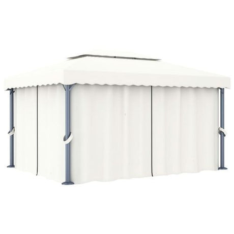 vidaXL Gazebo with Curtain & LED String Lights 3x3 m Cream White vidaXL