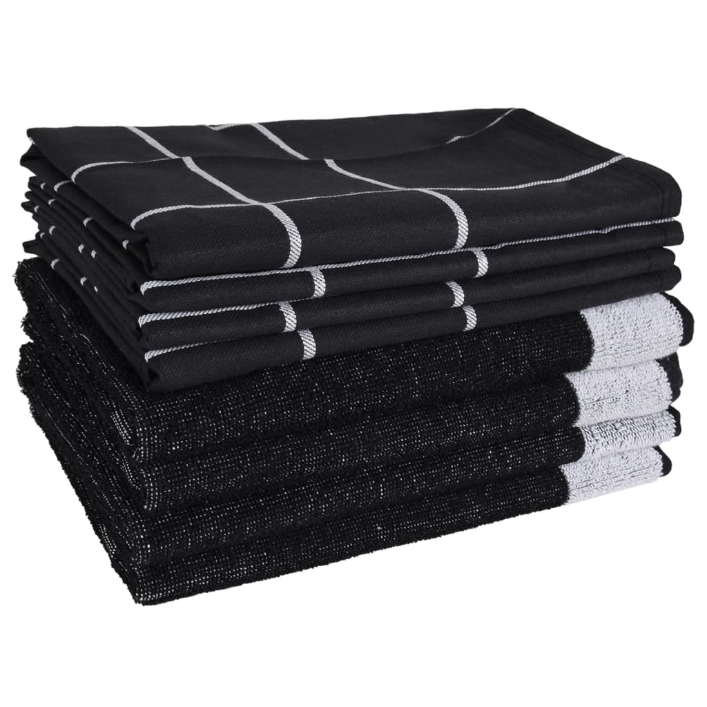 vidaXL 12 Piece Towel Set Black Cotton vidaXL