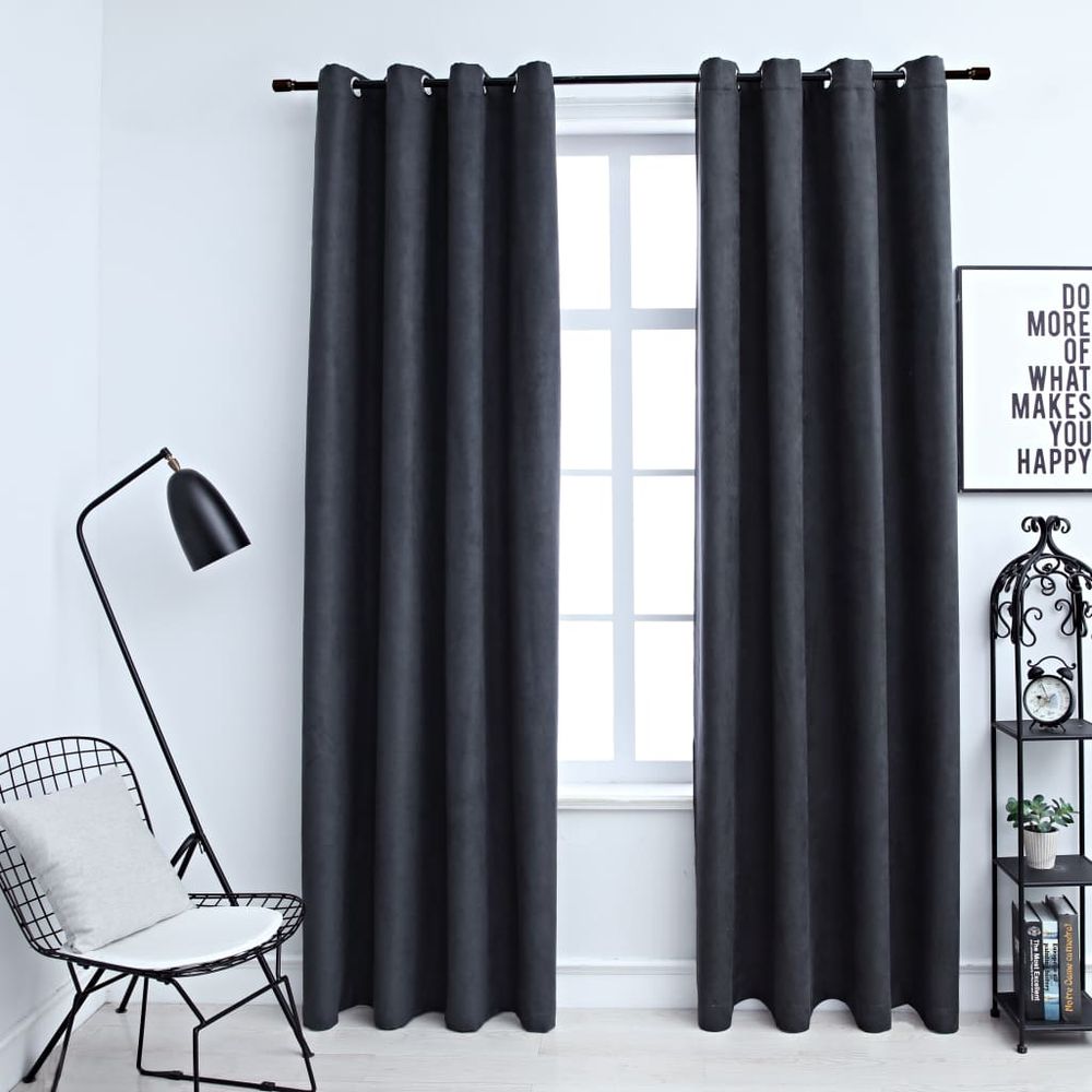 vidaXL Blackout Curtains with Metal Rings 2 pcs Anthracite 140x175 cm 2 vidaXL