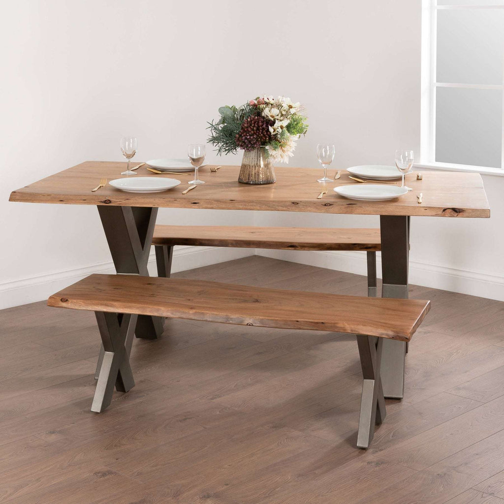 Shades 4 Seasons Rustic Wood Dining Table with Bench Shades 4 Seasons