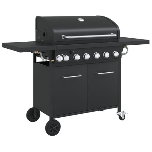 vidaXL Gas BBQ Grill with 7 Burners Black Powder-coated Steel vidaXL