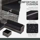 Outsunny 6-Seater Rattan Sofa Furniture Set with Cushions, Steel Frame-Grey Outsunny