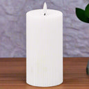 Luxe Collection Natural Glow 3x6 Textured Ribbed LED Candle WHITE PLASTIC Shades 4 Seasons