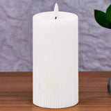 Luxe Collection Natural Glow 3x6 Textured Ribbed LED Candle WHITE PLASTIC Shades 4 Seasons